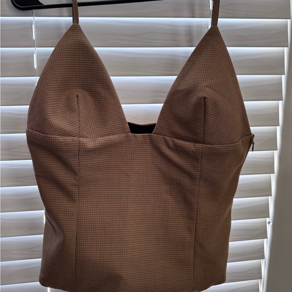 Zara Brown Checkered Camisole Top